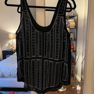 Parker draped tank top with beads. Size M. Color black beaded
